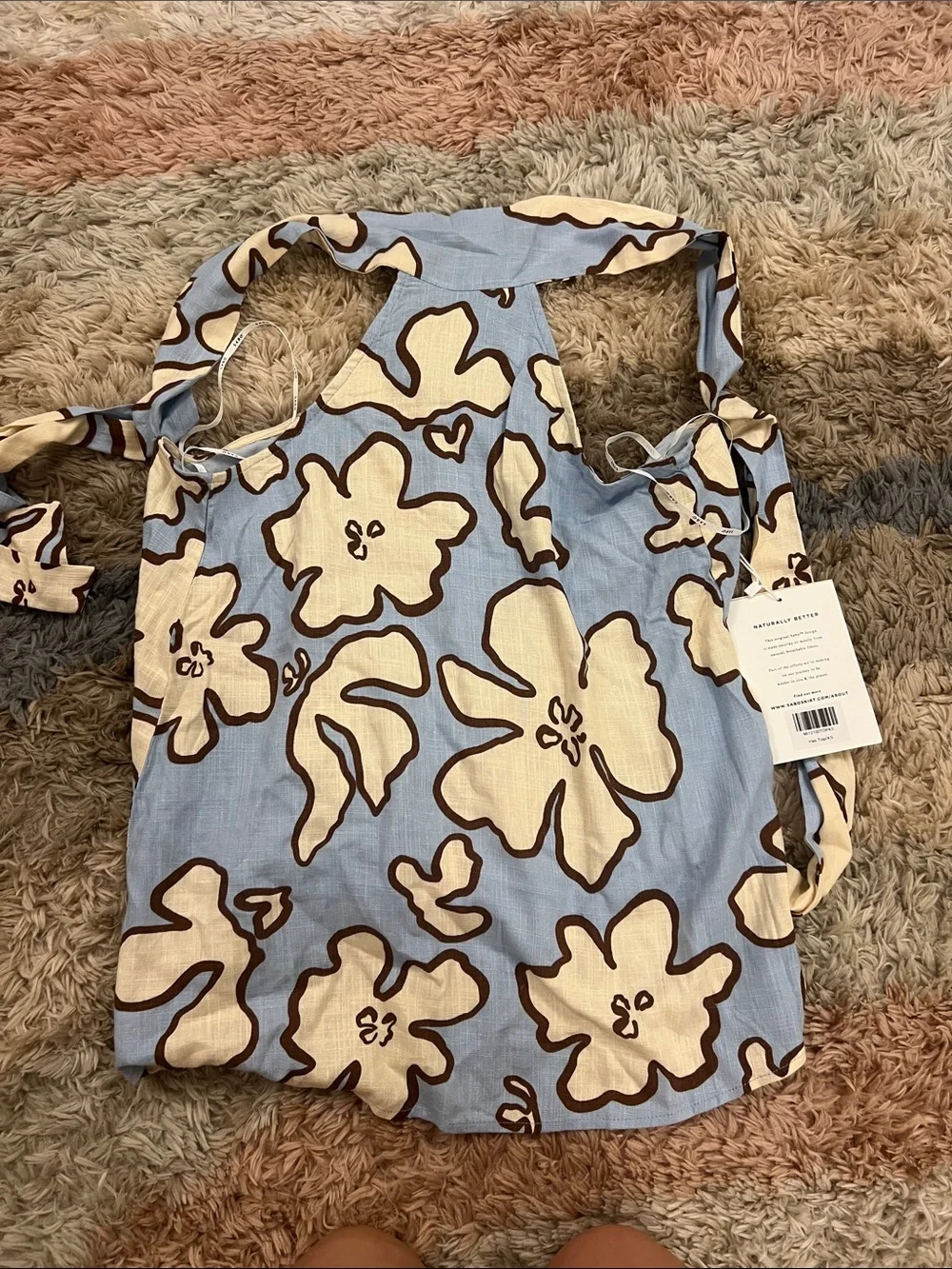 Light Blue Floral Halter Top - Picture 3 of 3